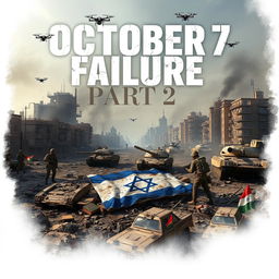 A compelling poster for a game titled "October 7 Failure, Part 2" that portrays a war-torn city scene