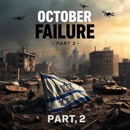 A compelling poster for a game titled "October 7 Failure, Part 2" that portrays a war-torn city scene