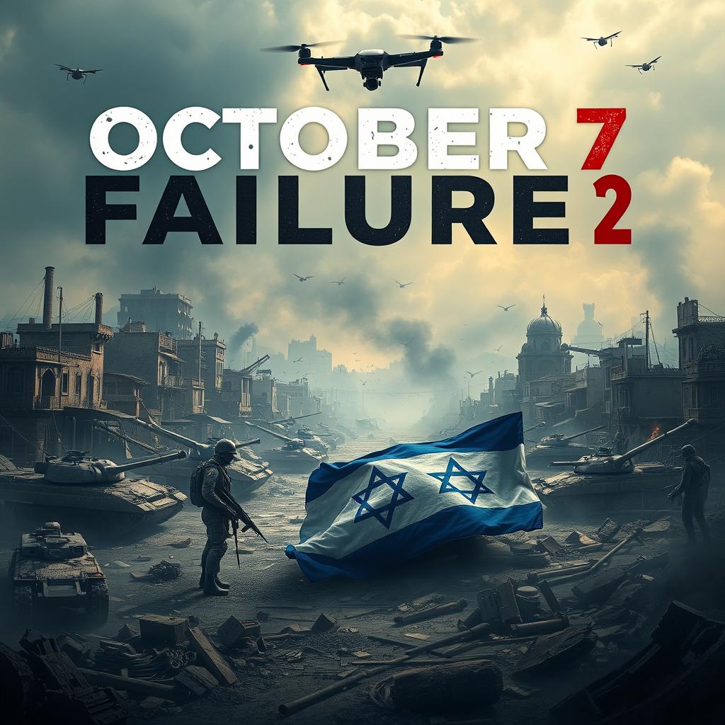 A compelling poster for a game titled "October 7 Failure, Part 2" that portrays a war-torn city scene