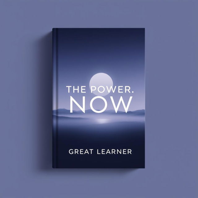 A sophisticated book cover design for "The Power of Now" by Great Learner, focusing on a straight look that emphasizes mindfulness and presence