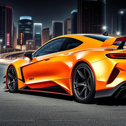 A custom-designed super sports car based on the 2021 Hyundai HB20, featuring an aggressive aerodynamic body with an extended side skirt and a prominent side sill