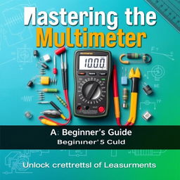 An eBook cover design showcasing a multimeter prominently in the center, surrounded by various electrical components like resistors, capacitors, and circuit diagrams