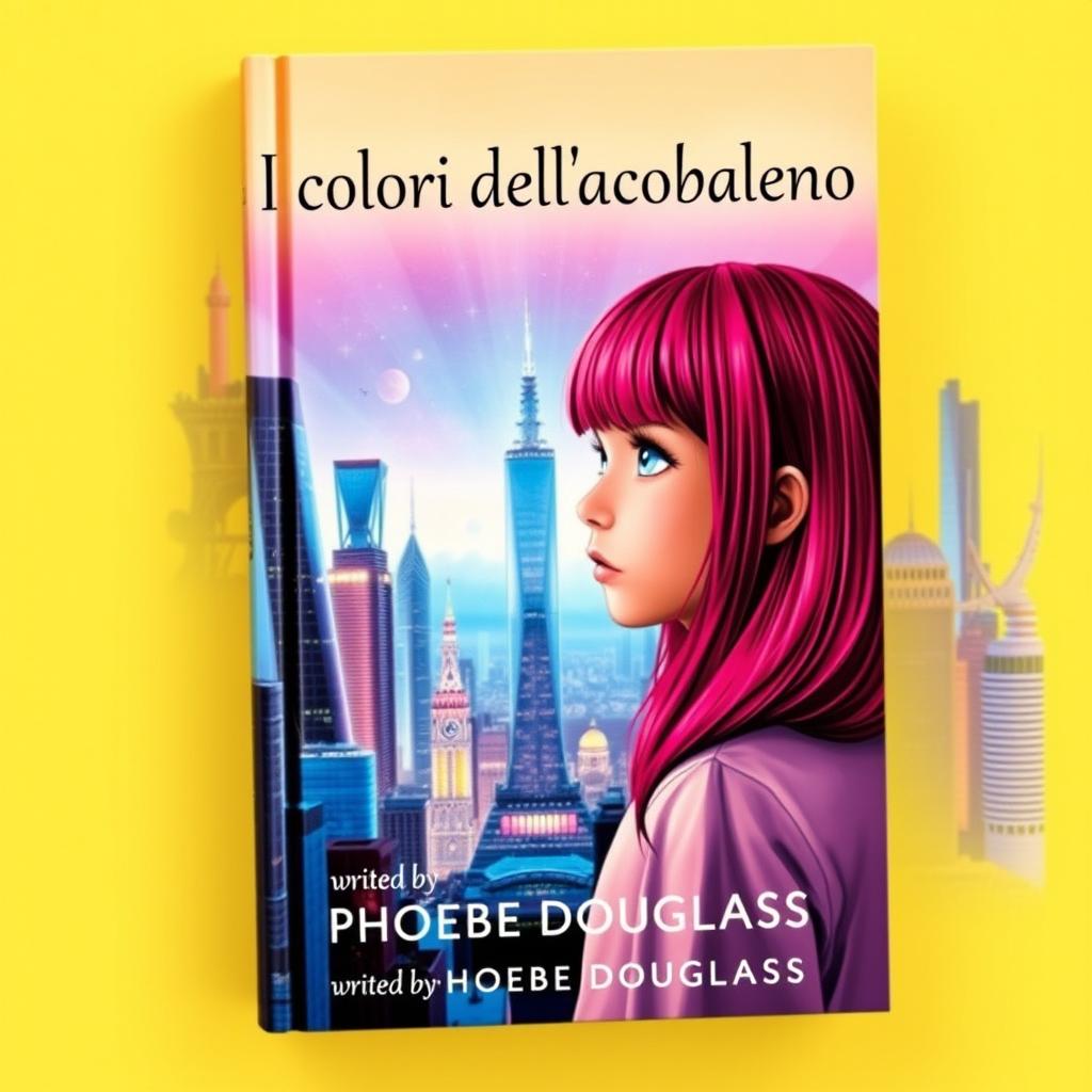 An eye-catching book cover featuring a futuristic cityscape in the background, filled with sleek skyscrapers and vibrant neon lights