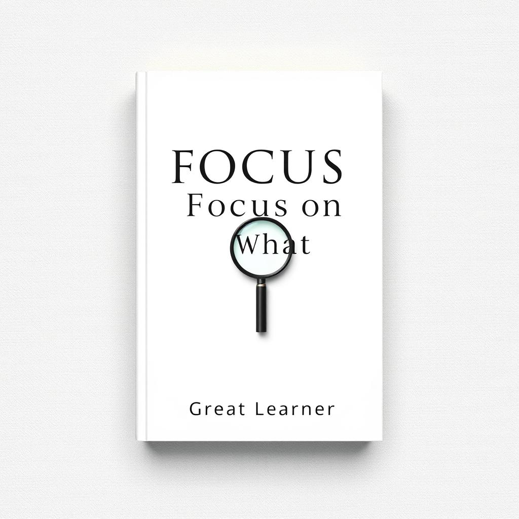 An elegant book cover design for the title "Focus on What Matters" by Great Learner, emphasizing a straight look that promotes clarity and mindfulness