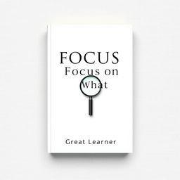 An elegant book cover design for the title "Focus on What Matters" by Great Learner, emphasizing a straight look that promotes clarity and mindfulness