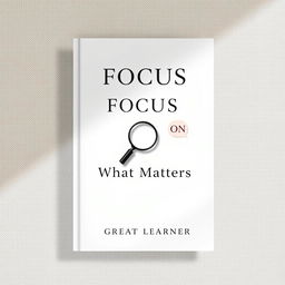 An elegant book cover design for the title "Focus on What Matters" by Great Learner, emphasizing a straight look that promotes clarity and mindfulness