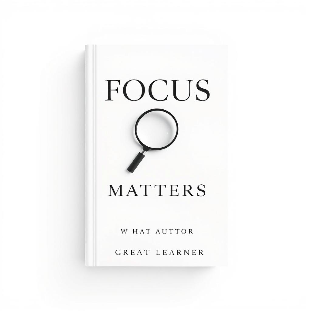 An elegant book cover design for the title "Focus on What Matters" by Great Learner, emphasizing a straight look that promotes clarity and mindfulness