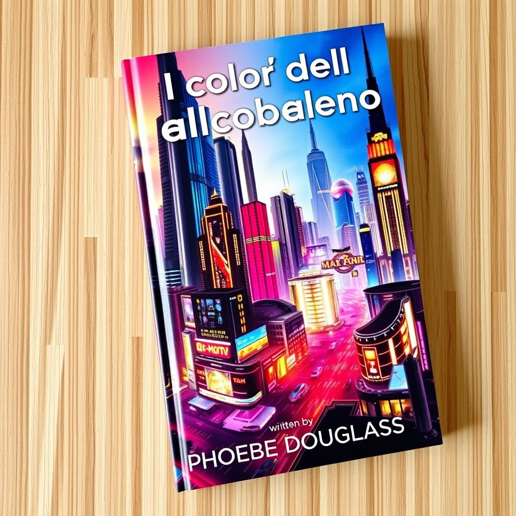 A visually striking book cover featuring a dynamic futuristic city, brimming with tall, sleek skyscrapers and illuminated with bright, colorful neon lights