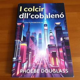 A visually striking book cover featuring a dynamic futuristic city, brimming with tall, sleek skyscrapers and illuminated with bright, colorful neon lights