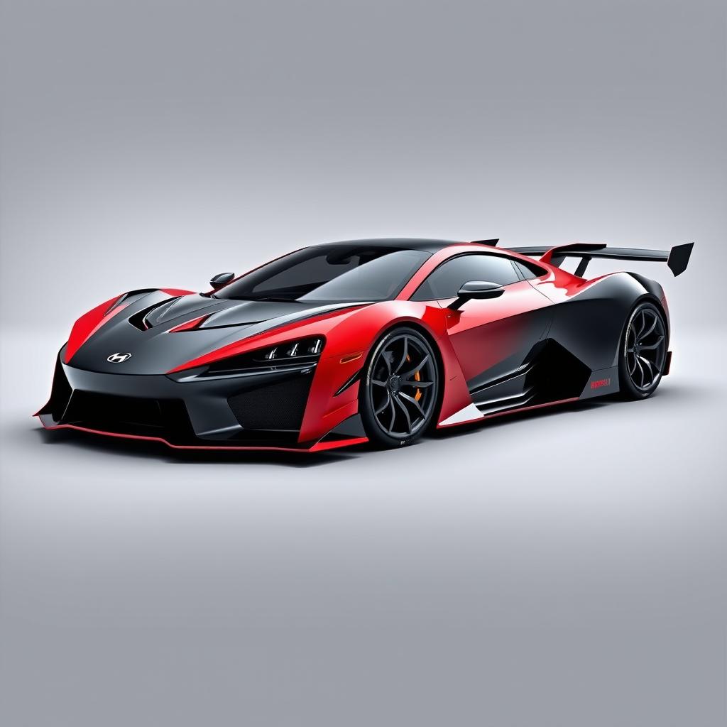 A conceptual hyper-sport car design that combines the aggressive front styling of the Lykan HyperSport with the overall shape of the 2021 Hyundai HB20