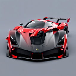 A unique vehicle design that combines the front styling of the 2014 Ferrari F80 with the overall shape of the 2021 Hyundai HB20