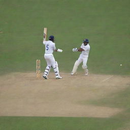 A thrilling test match between the Sri Lanka and Afghanistan cricket teams. The image captures the passion, intensity, and precision of the game in a highly immersive stadium.