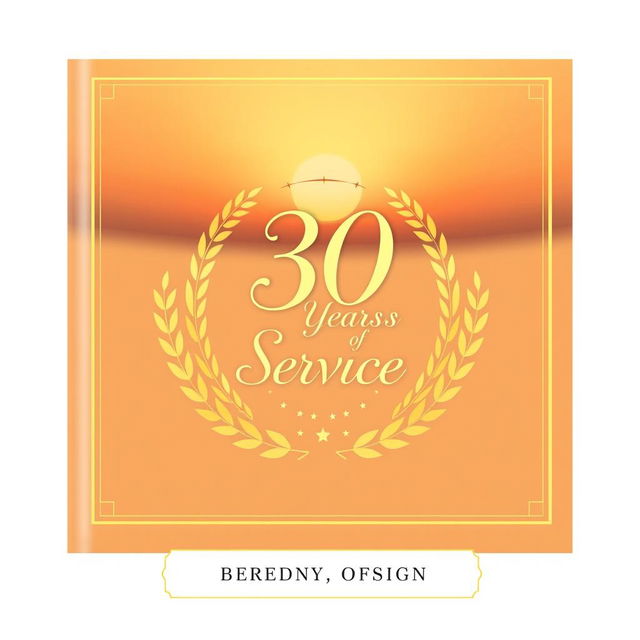 A stunning cover design for a retirement memory book celebrating '30 Years of Service'