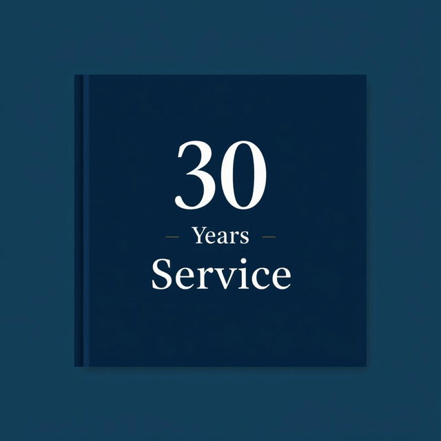 A sleek and modern cover design for a retirement memory book titled '30 Years of Service'