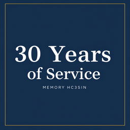 A sleek and modern cover design for a retirement memory book titled '30 Years of Service'