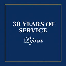 A sophisticated cover design for a retirement memory book titled '30 Years of Service', personalized with the name 'Bjorn'