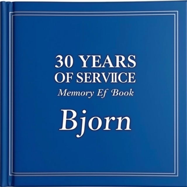 A sophisticated cover design for a retirement memory book titled '30 Years of Service', personalized with the name 'Bjorn'