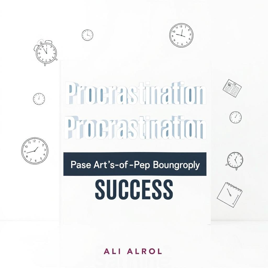 A book cover design focused on procrastination, inspired by the style of Ali Abdaal's covers