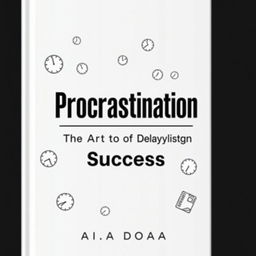 A book cover design focused on procrastination, inspired by the style of Ali Abdaal's covers