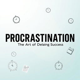 A book cover design focused on procrastination, inspired by the style of Ali Abdaal's covers