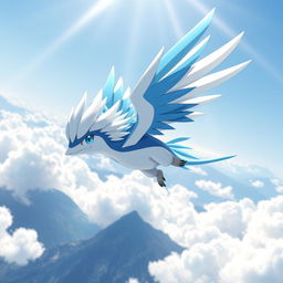 A stunning and graceful flying type echidna Pokémon, soaring majestically through the sky