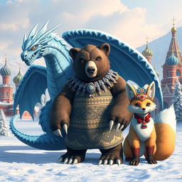 A trio of fully evolved Pokemon inspired by the diverse culture and majestic landscapes of Russia