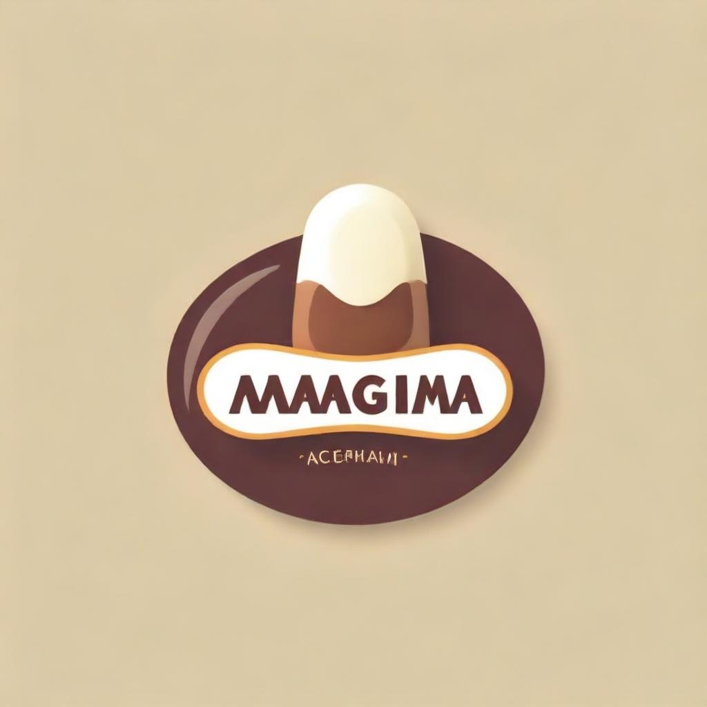 Design a logo featuring a Magnum ice cream bar, including the text 'Matamis na Magnum'. The logo should evoke sweetness and indulgence.