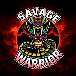 A striking visual of the Cobra Kai logo featuring a fierce snake coiled up, proudly adorned with a vibrant Lucha wrestling mask, which is colorful and intricately designed