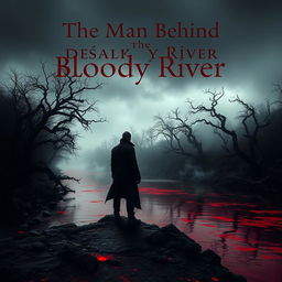 A mysterious book cover for 'The Man Behind the Bloody River'