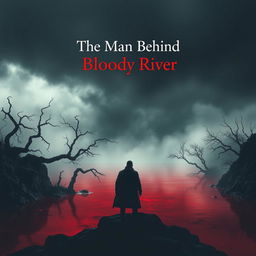 A mysterious book cover for 'The Man Behind the Bloody River'