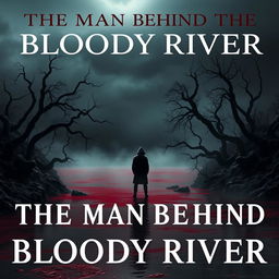 A mysterious book cover for 'The Man Behind the Bloody River'