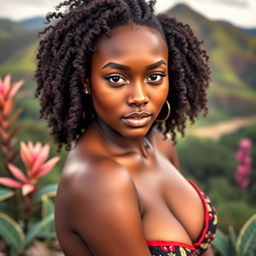 A beautiful 25-year-old woman from Madagascar, characterized by her alluring large eyes and sensuous facial features