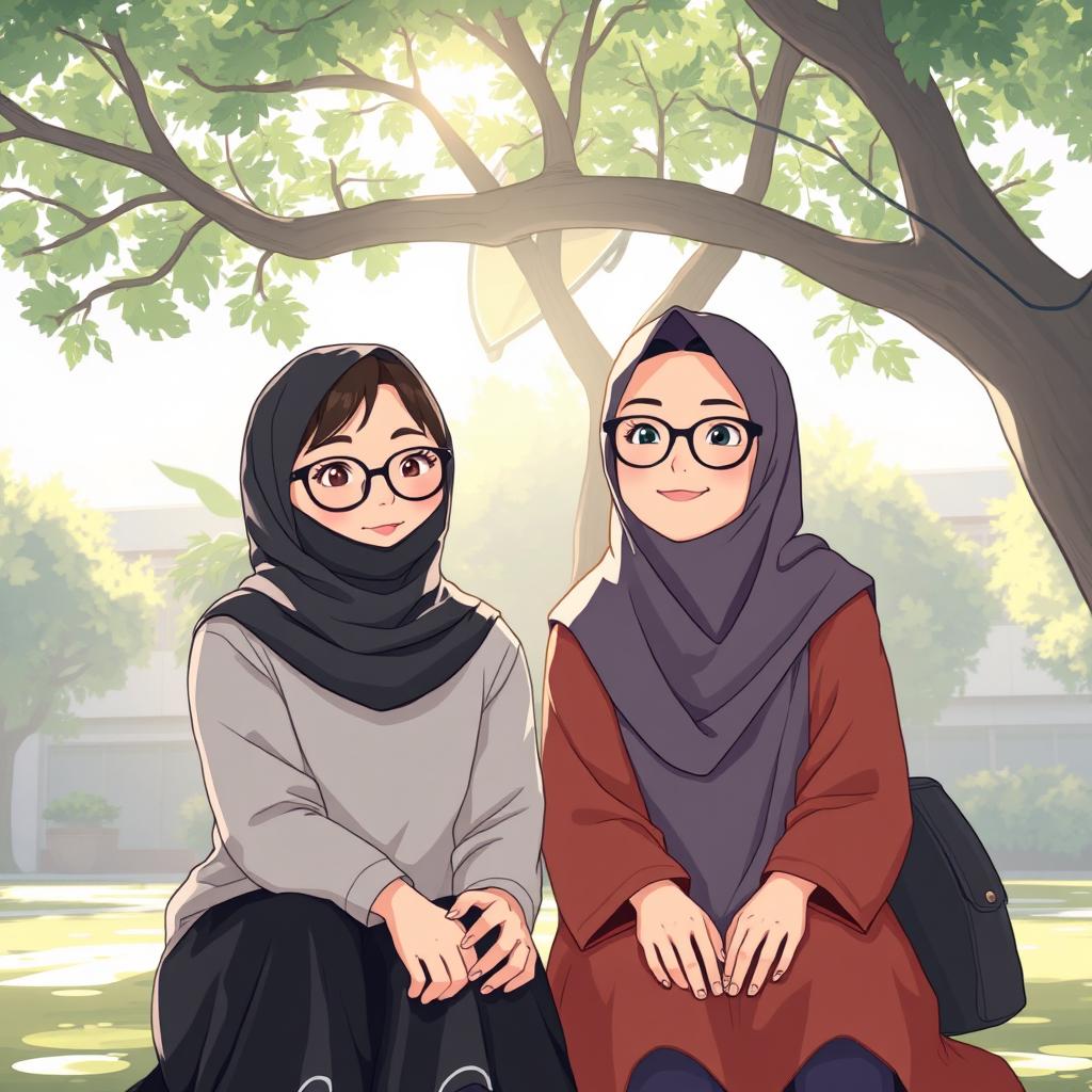 Aysah, a small-bodied Muslim girl with glasses, wearing a black mask and a hijab, is cheerful but often considered strange, feeling isolated from elementary to junior high school