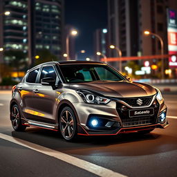 A sleek Maruti Baleno Alpha enhanced with a sporty Maruti Swift RS sport kit