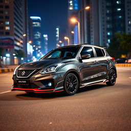 A sleek Maruti Baleno Alpha enhanced with a sporty Maruti Swift RS sport kit