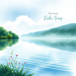 A stunning watercolor painting of a serene lakeside scene for a book cover design