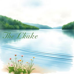 A stunning watercolor painting of a serene lakeside scene for a book cover design