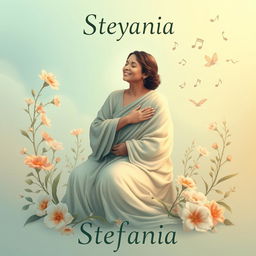 An evocative poster design inspired by the song 'Stefania', featuring a serene and powerful maternal figure