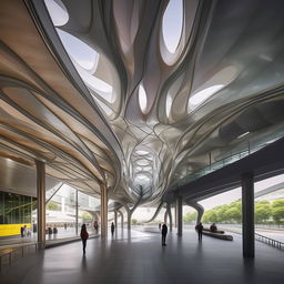 A futuristic and stunningly beautiful bus station designed with aesthetic curves and shapes