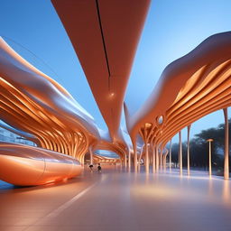 A futuristic and stunningly beautiful bus station designed with aesthetic curves and shapes