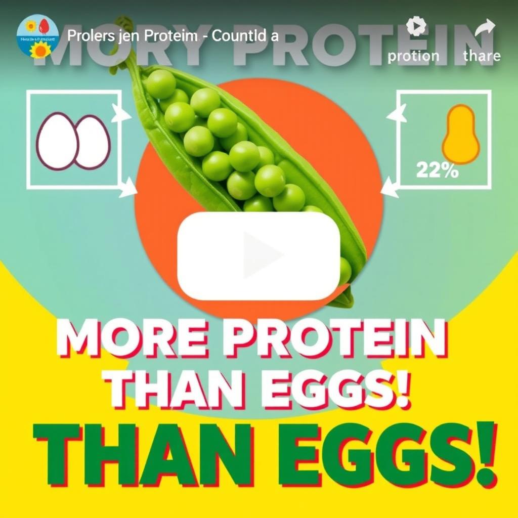 A vibrant and eye-catching YouTube video thumbnail featuring a central large representation of a legume, specifically a green pea, highlighted against a colorful background that suggests freshness and health