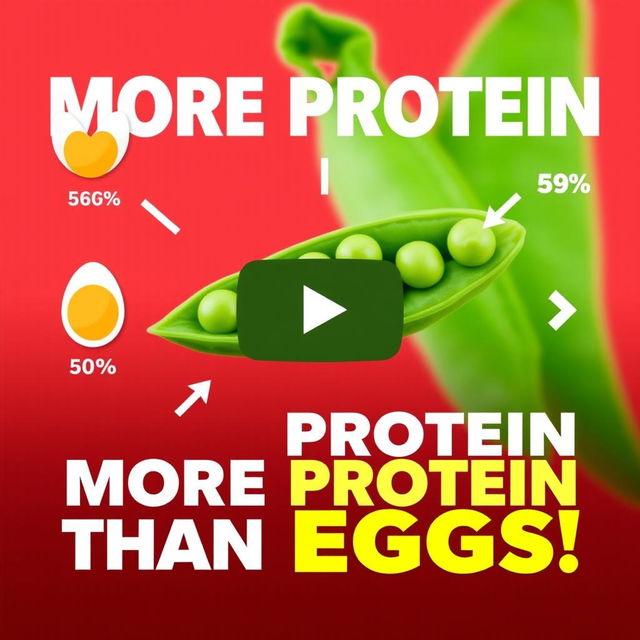 A vibrant and eye-catching YouTube video thumbnail featuring a central large representation of a legume, specifically a green pea, highlighted against a colorful background that suggests freshness and health