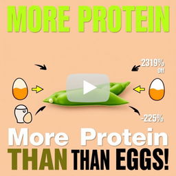 A vibrant and eye-catching YouTube video thumbnail featuring a central large representation of a legume, specifically a green pea, highlighted against a colorful background that suggests freshness and health