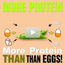 A vibrant and eye-catching YouTube video thumbnail featuring a central large representation of a legume, specifically a green pea, highlighted against a colorful background that suggests freshness and health