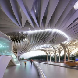 A futuristic and stunningly beautiful bus station designed with aesthetic curves and shapes