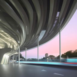 A futuristic and stunningly beautiful bus station designed with aesthetic curves and shapes