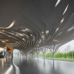 A futuristic and stunningly beautiful bus station designed with aesthetic curves and shapes