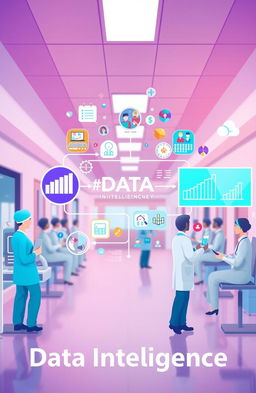 A conceptual illustration depicting the journey of data intelligence in healthcare management