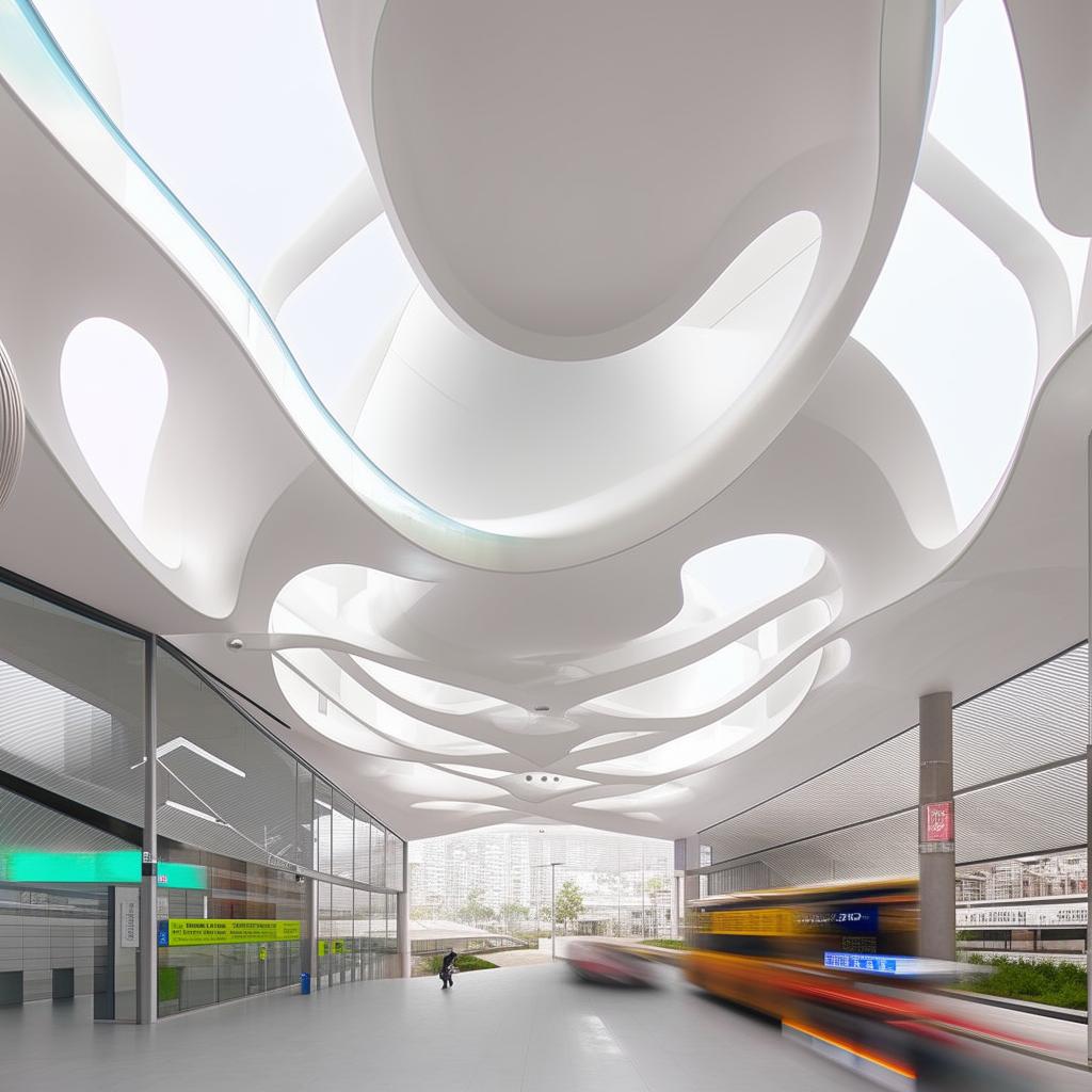 A futuristic and stunningly beautiful bus station designed with aesthetic curves and shapes