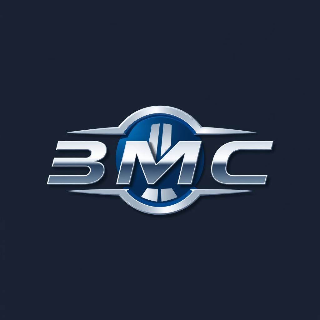 An elegant and futuristic logo design for 'BMC', a new car brand